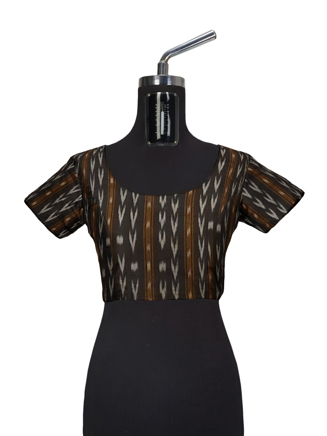 Golden Odisha Khandua Patta Silk Saree paired with cotton ikat blouse piece