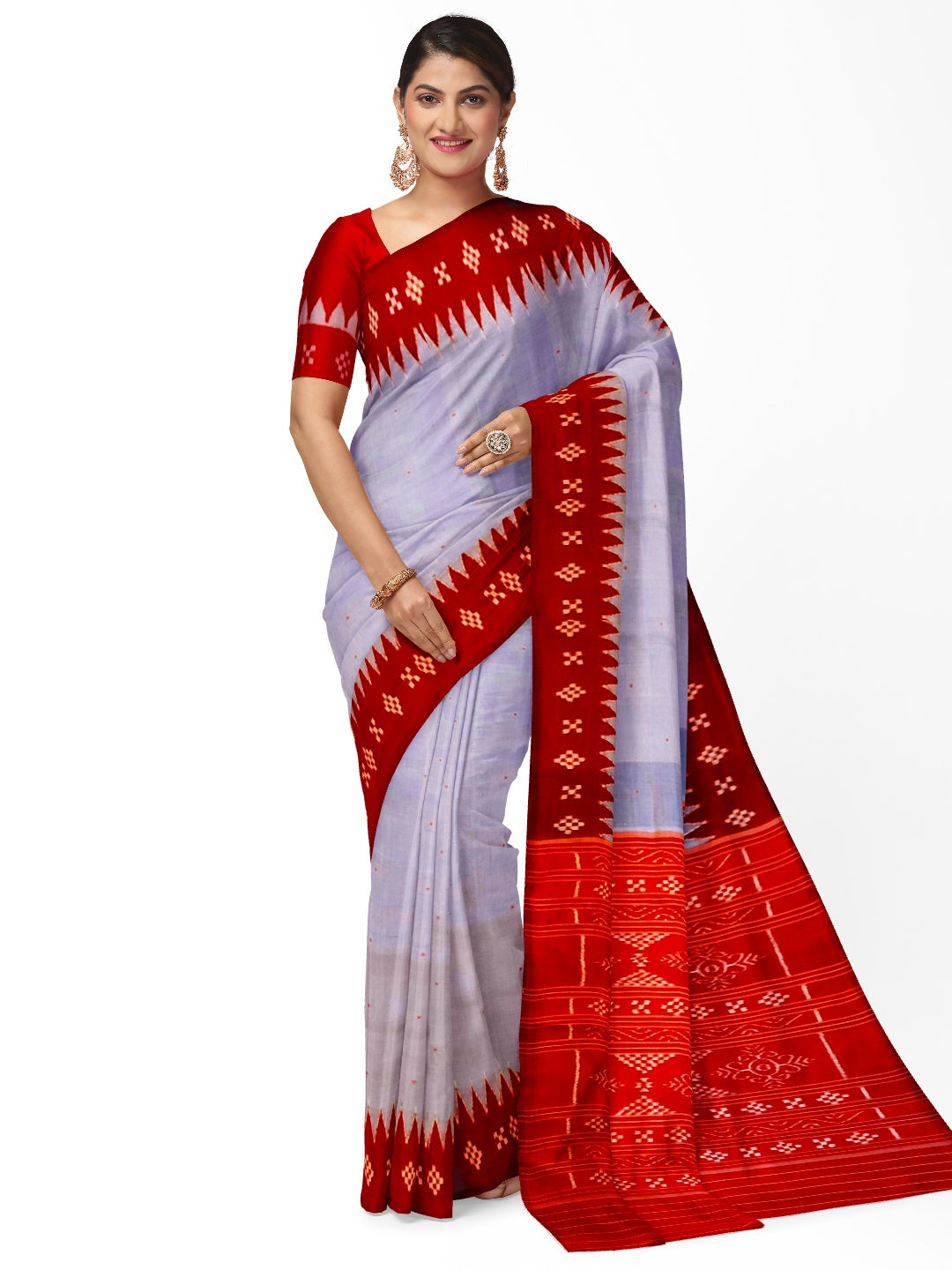 Grey Odisha Ikat Mulberry Silk Saree with running blouse piece - Crafts  Collection