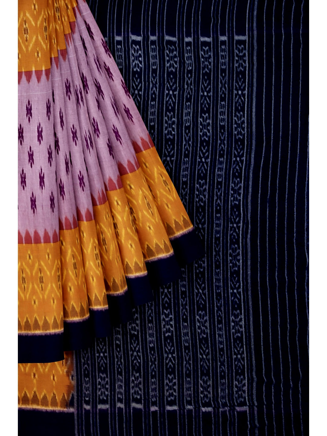 Yellow and Purple combination Odisha Ikat saree  with cotton ikat blouse