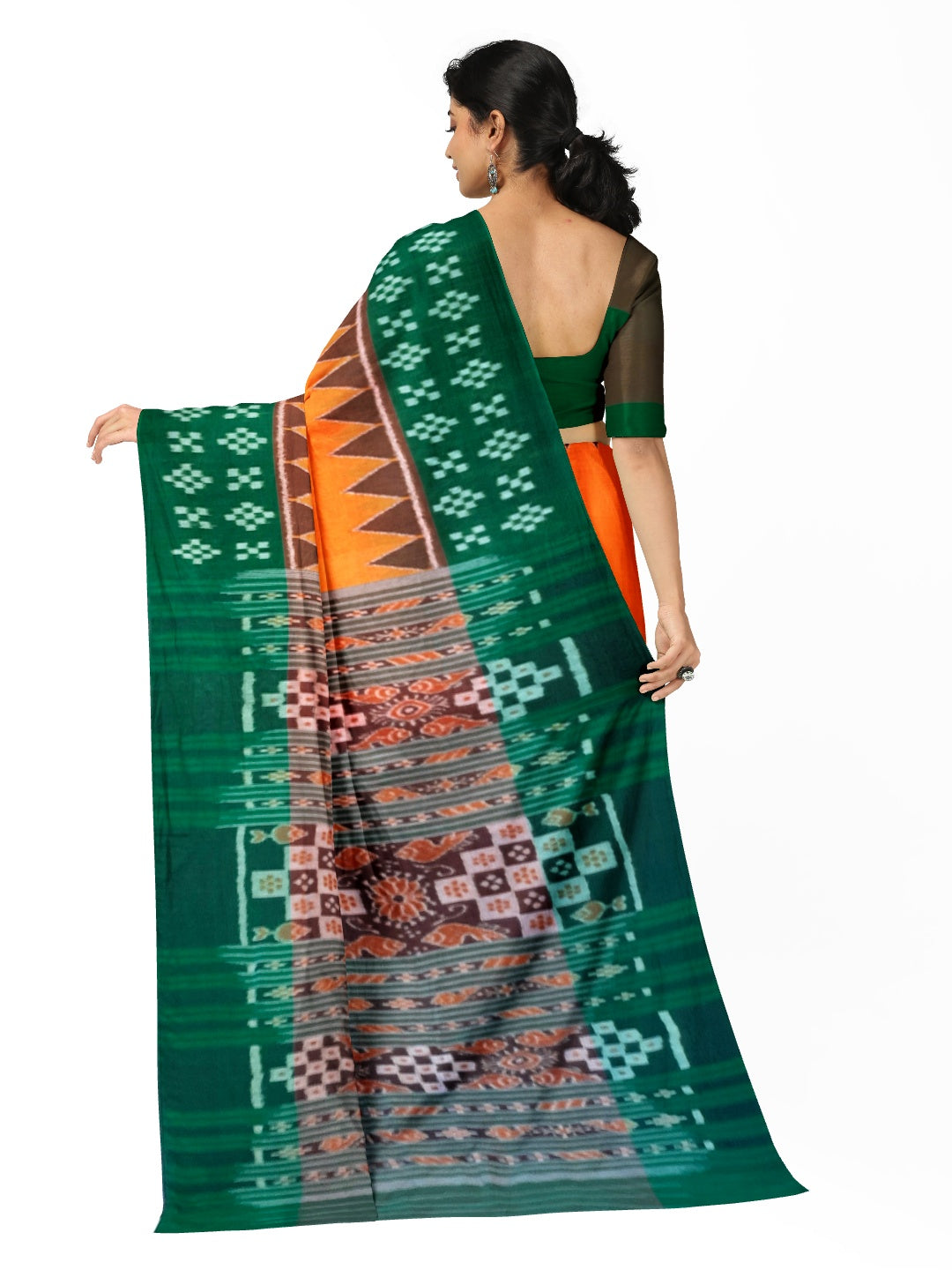 Bapta cotton double border in Pasapalli pattern Odisha Ikat saree with running blouse piece