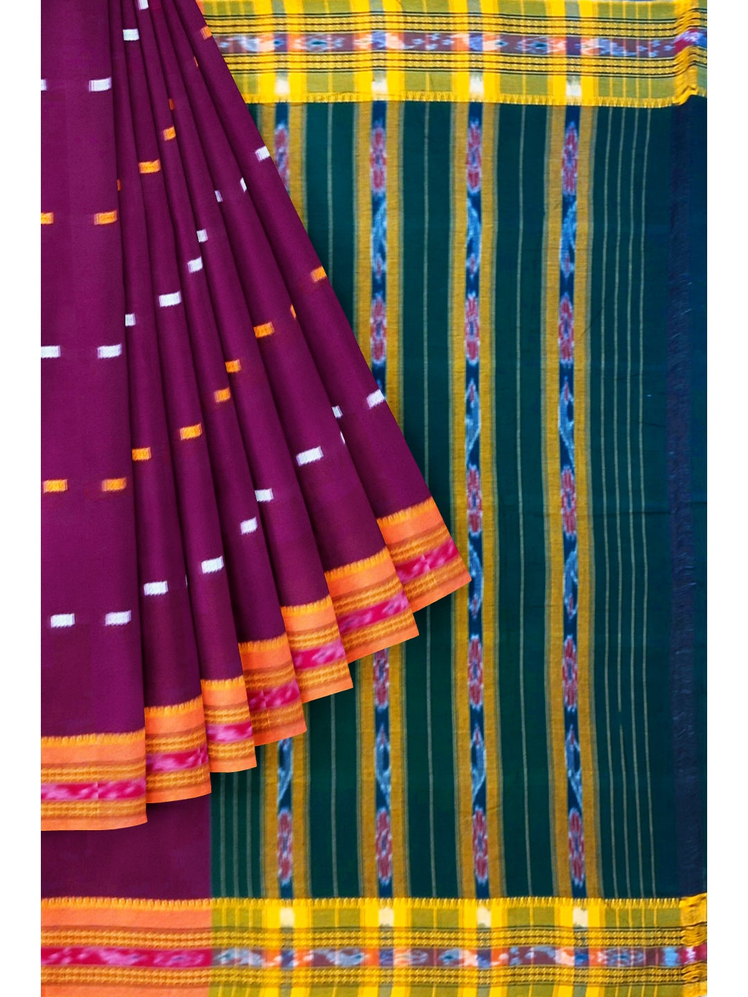Purple Cotton Odisha Ikat saree  with mix match cotton ikat blouse