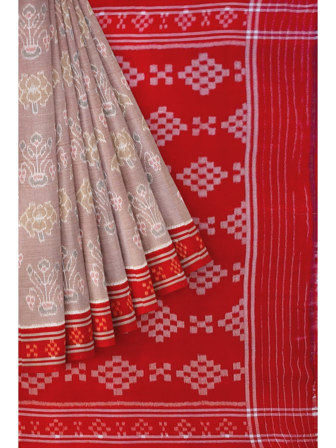 Rosy brown Odisha Ikat saree  with cotton ikat blouse piece