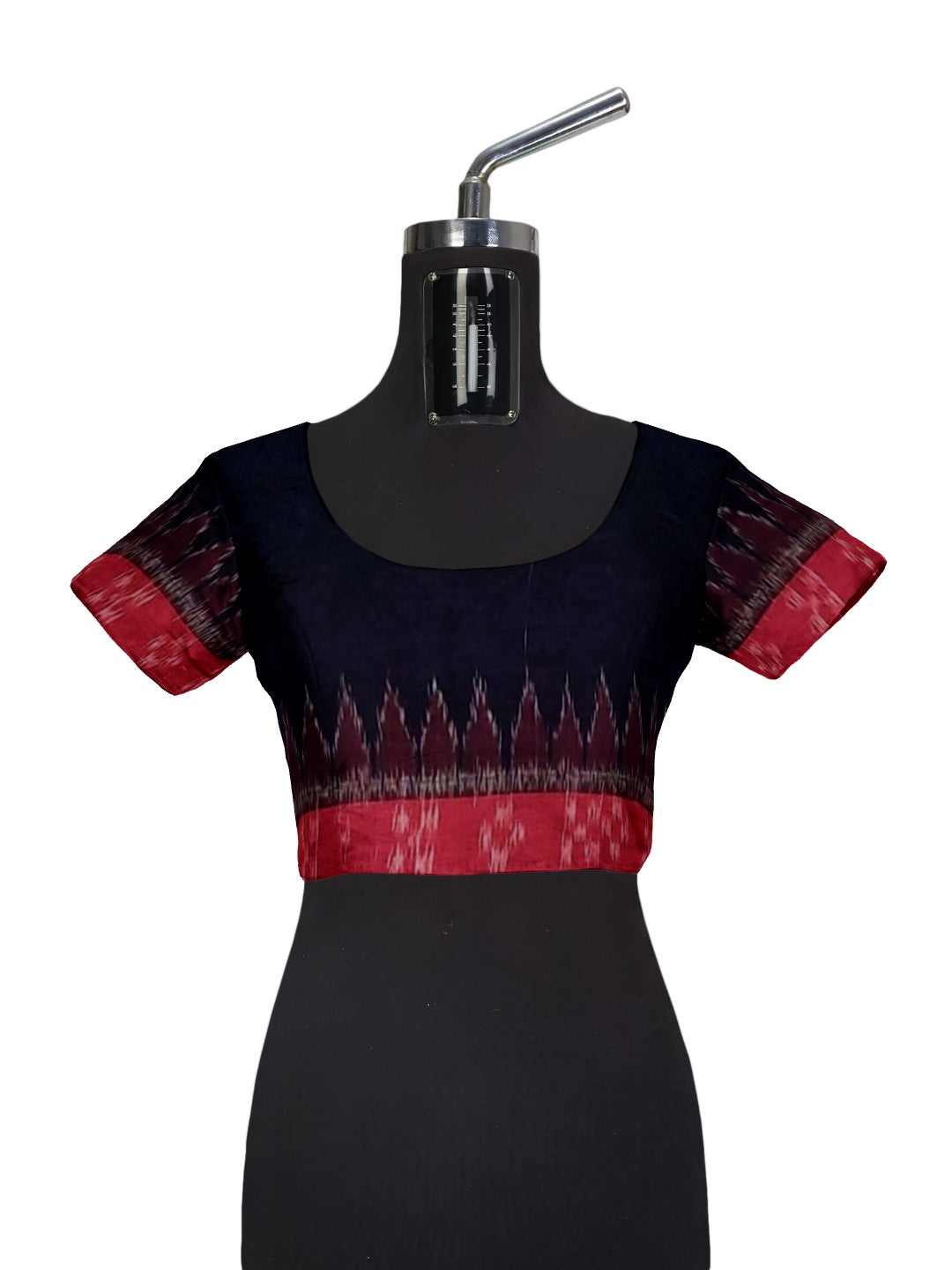 Red double border Pasapalli pattern Odisha Ikat saree with cotton ikat blouse piece