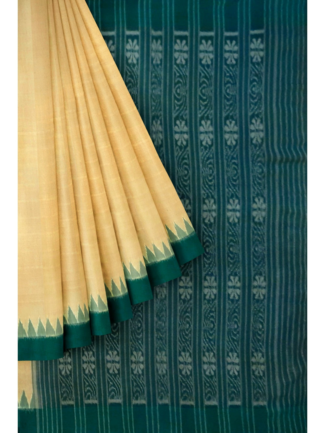 Matha colour with Green Cotton Odisha Ikat saree  with mix match cotton ikat blouse