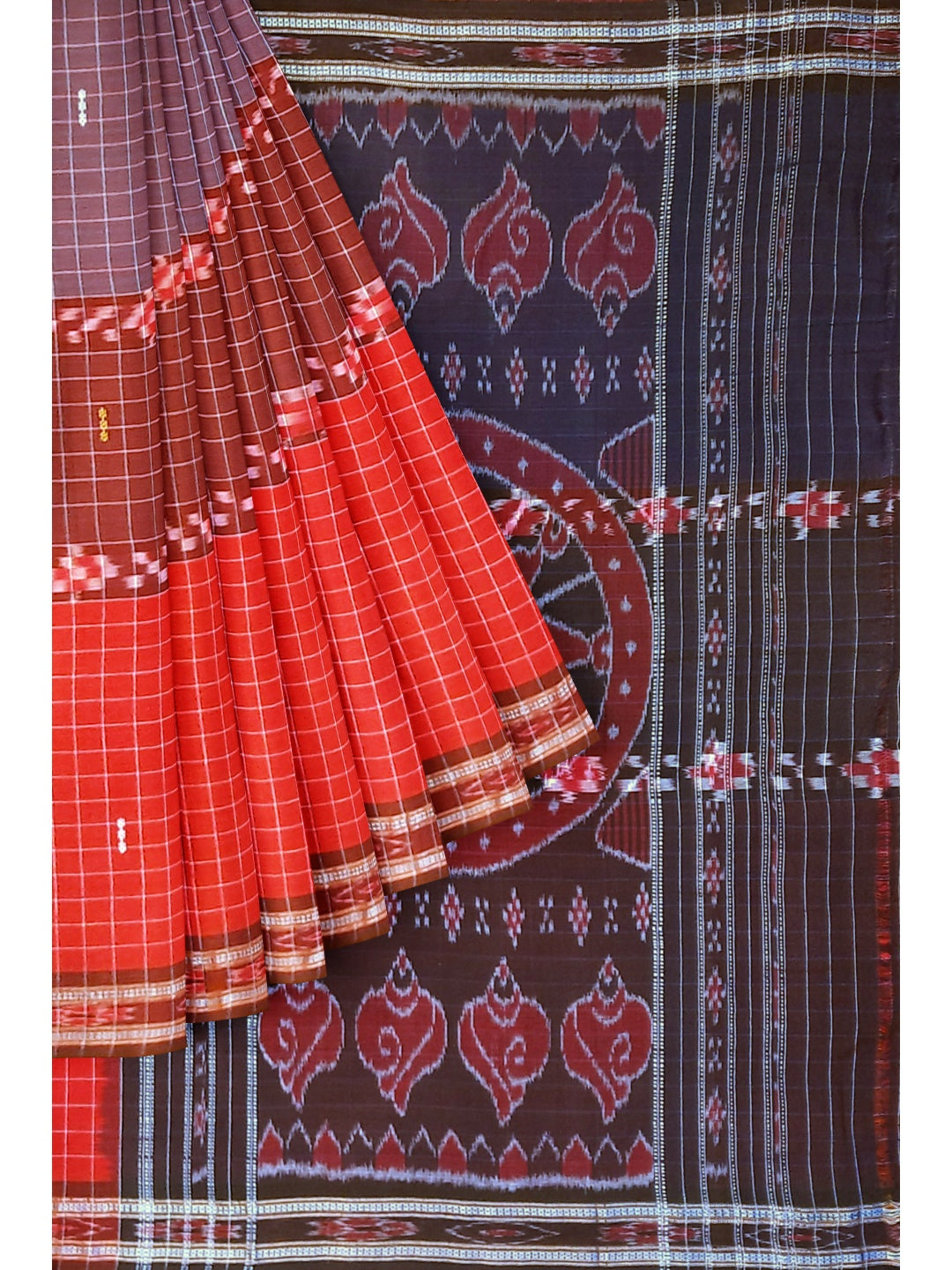 Multi coloured Odisha Cotton Saree with cotton ikat blouse piece