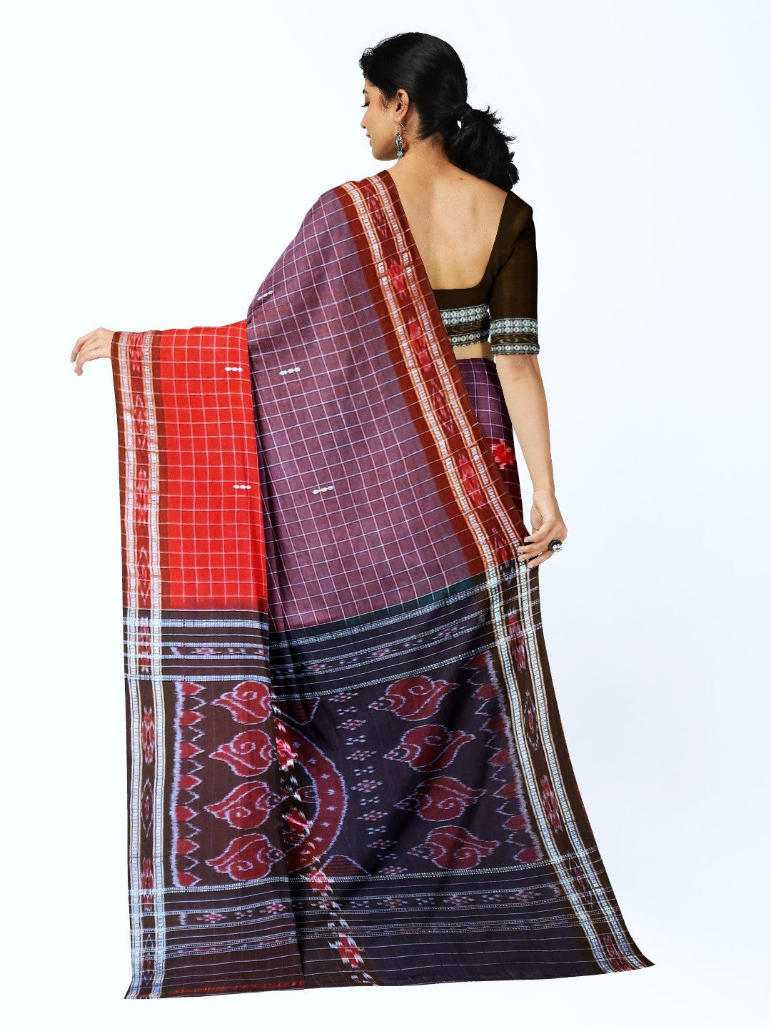 Multi coloured Odisha Cotton Saree with cotton ikat blouse piece