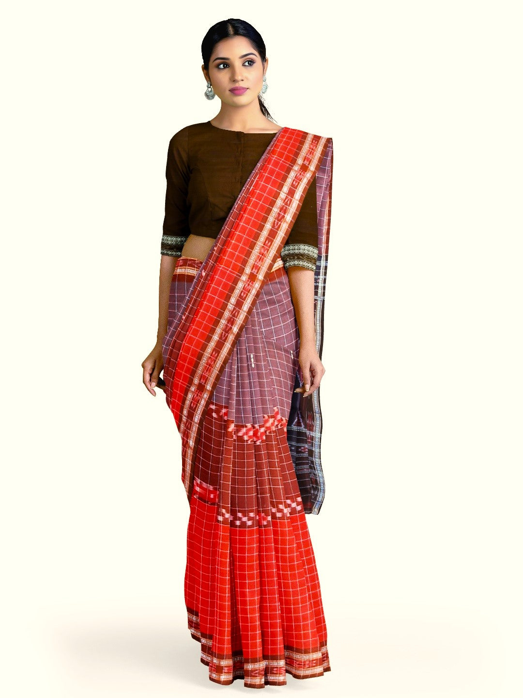Multi coloured Odisha Cotton Saree with cotton ikat blouse piece