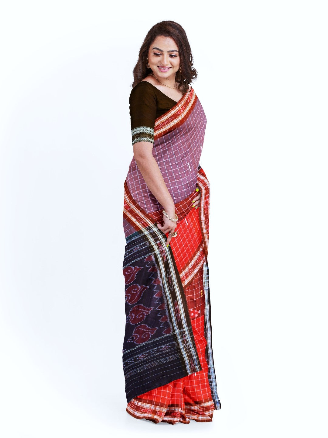 Multi coloured Odisha Cotton Saree with cotton ikat blouse piece