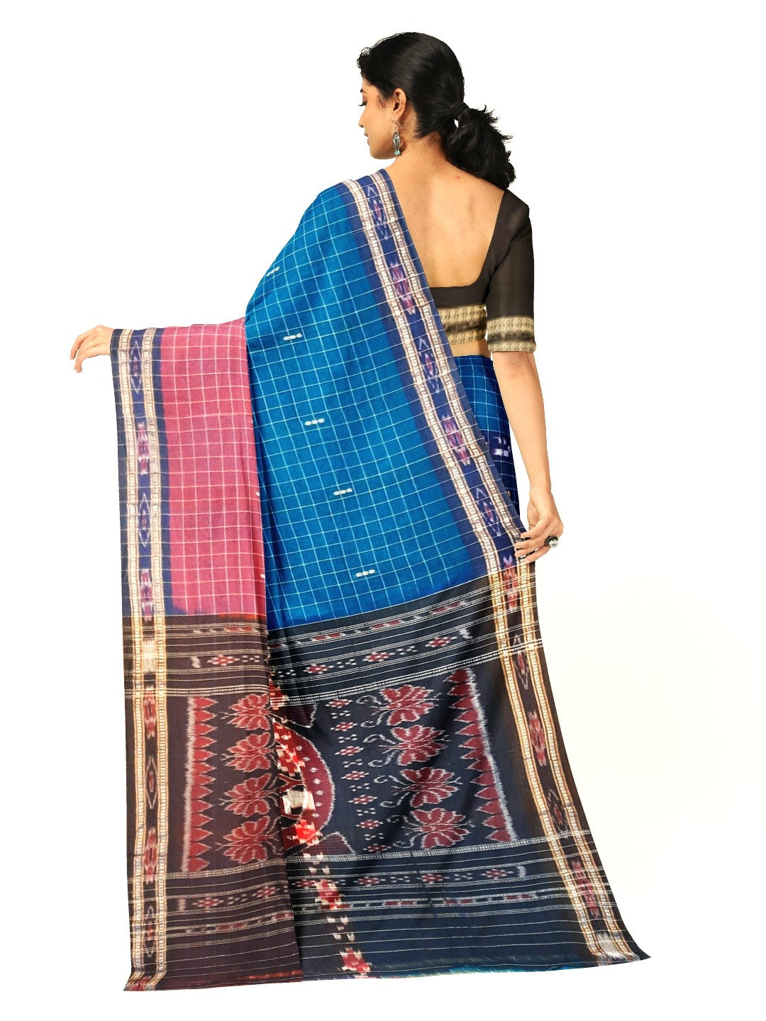 Multi coloured Odisha Cotton Saree with cotton ikat blouse piece