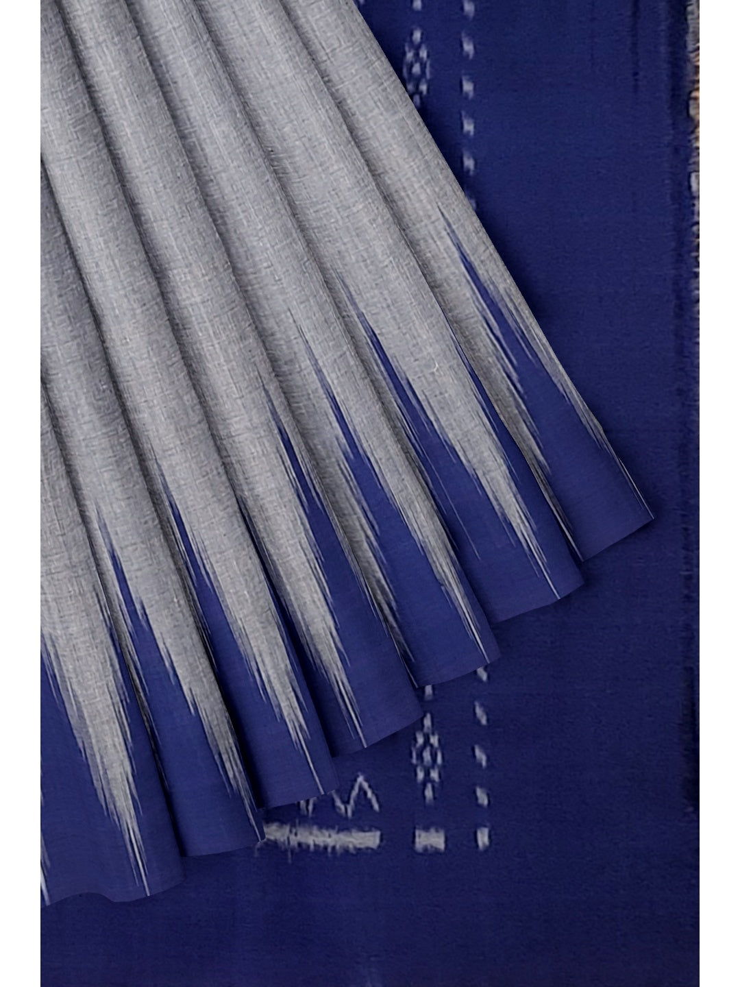 Blue Cotton Odisha Ikat saree  with mix match cotton ikat blouse