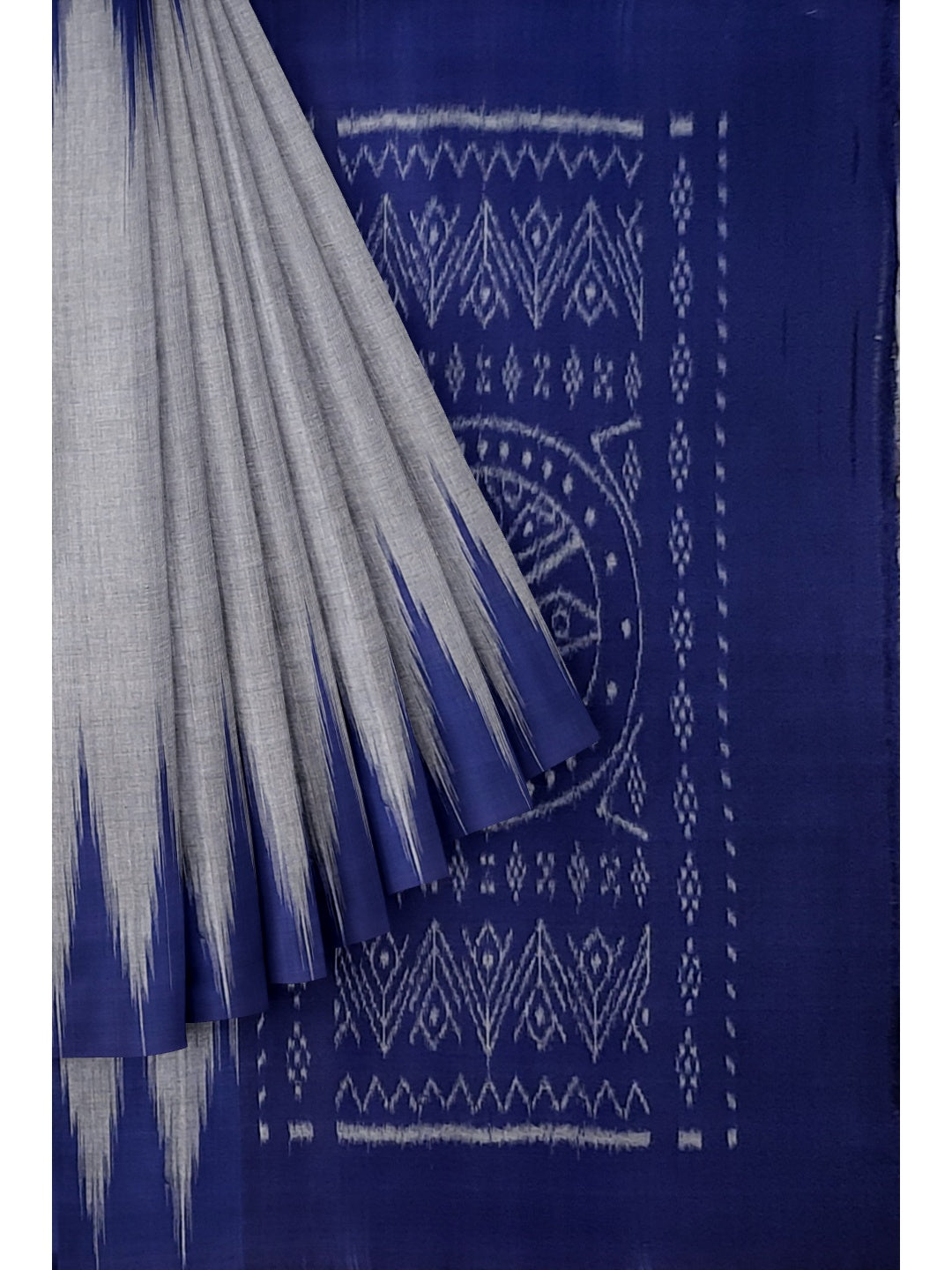 Blue Cotton Odisha Ikat saree  with mix match cotton ikat blouse