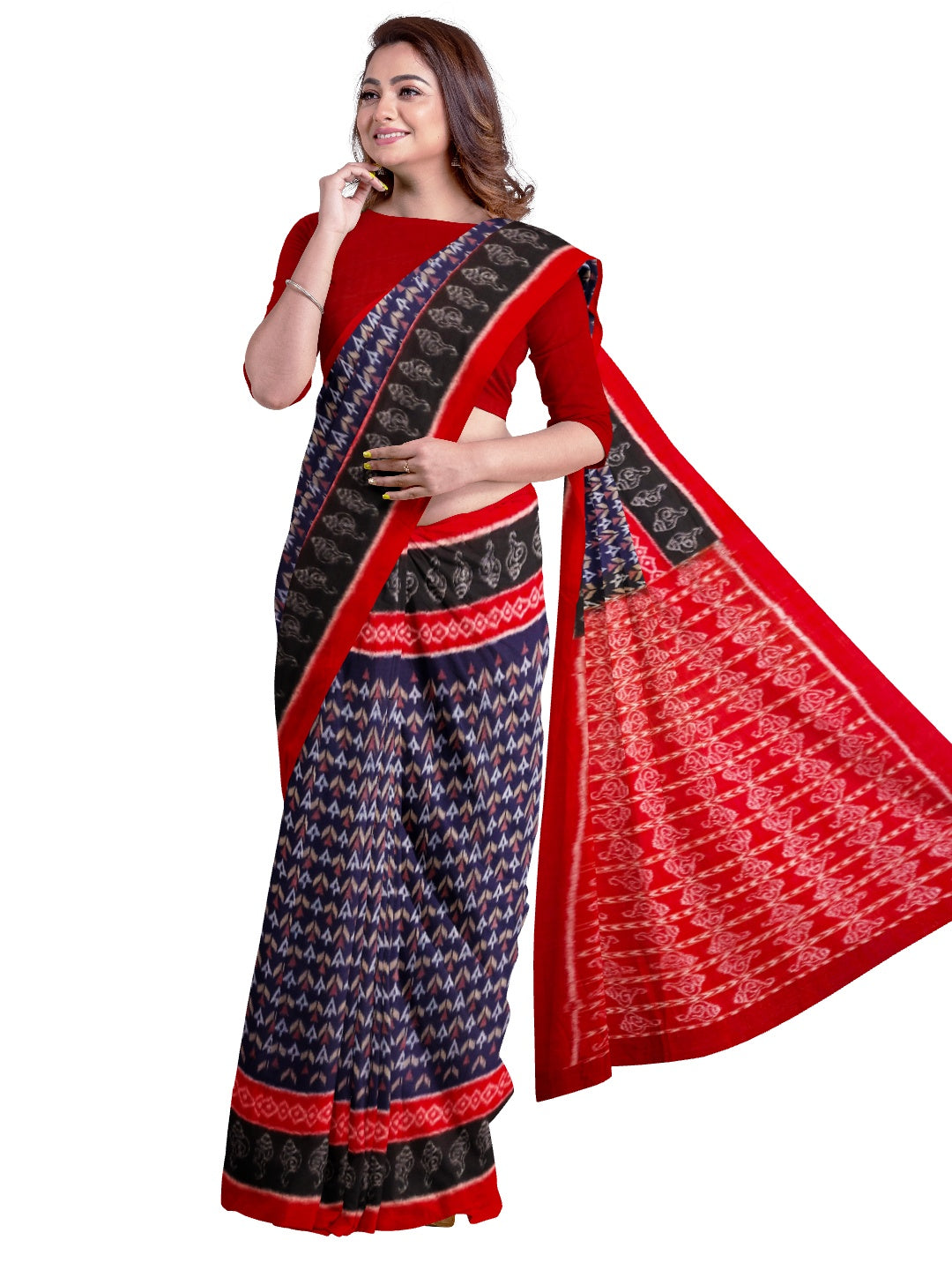 Blue Sambalpuri Saree with running blouse piece