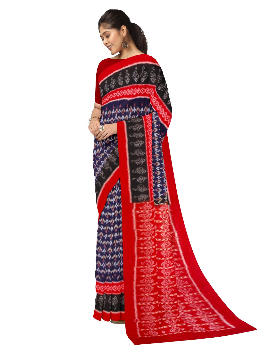 Blue Sambalpuri Saree with running blouse piece