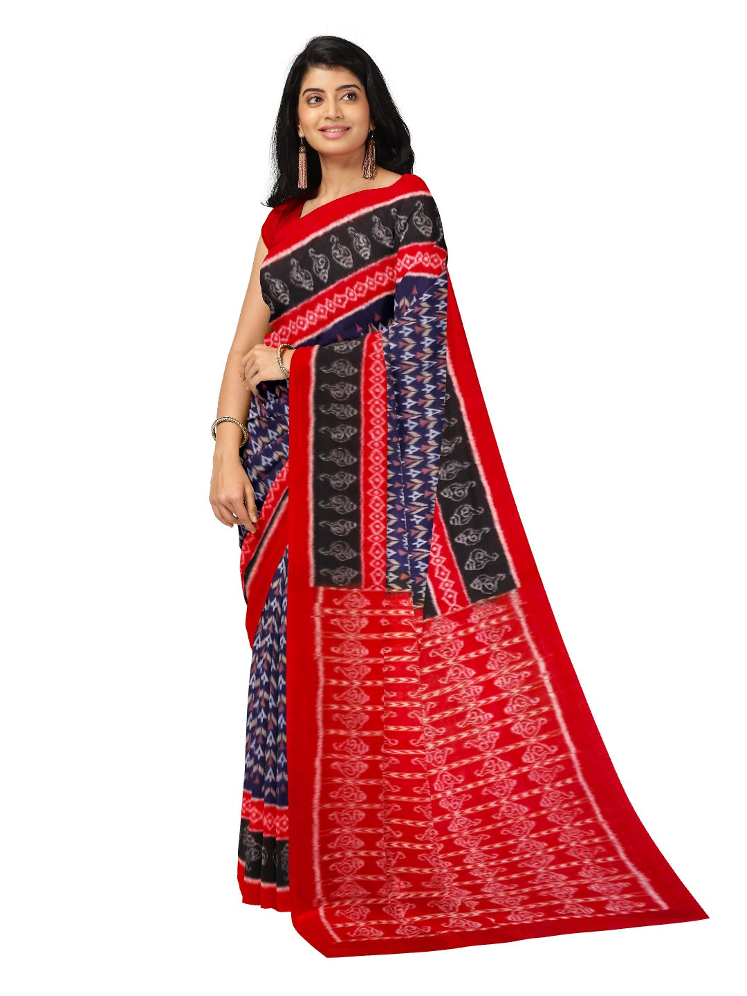 Blue Sambalpuri Saree with running blouse piece