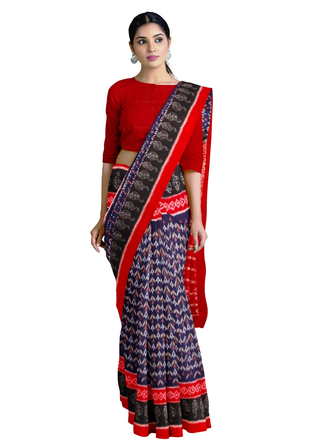 Blue Sambalpuri Saree with running blouse piece