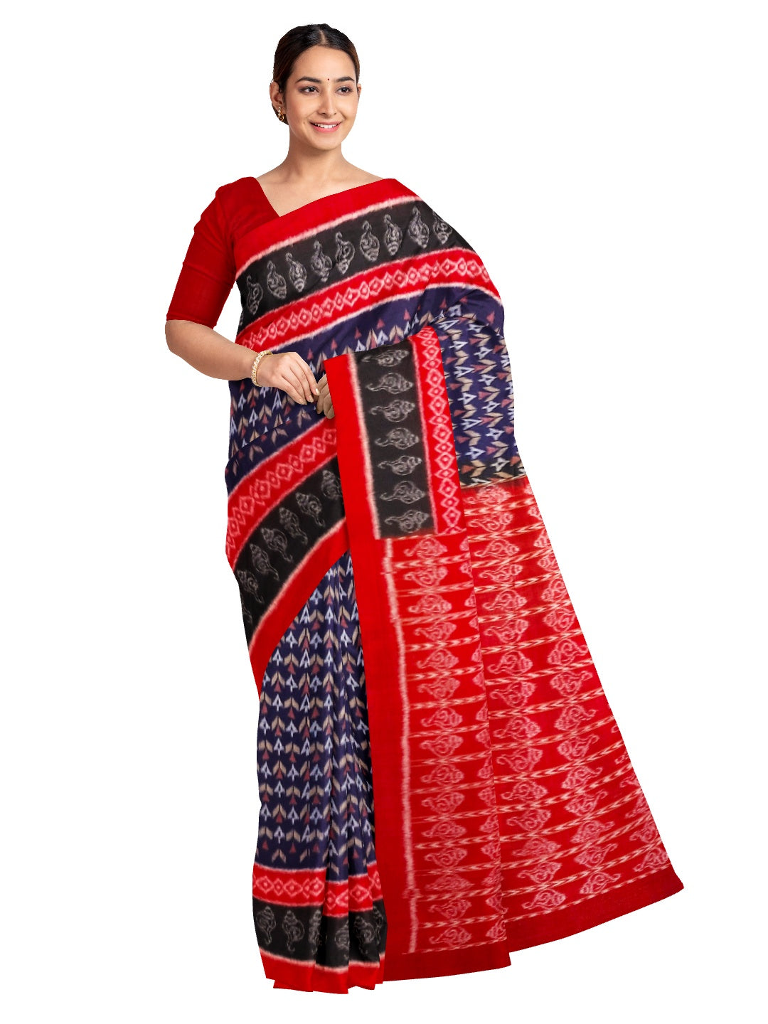 Blue Sambalpuri Saree with running blouse piece