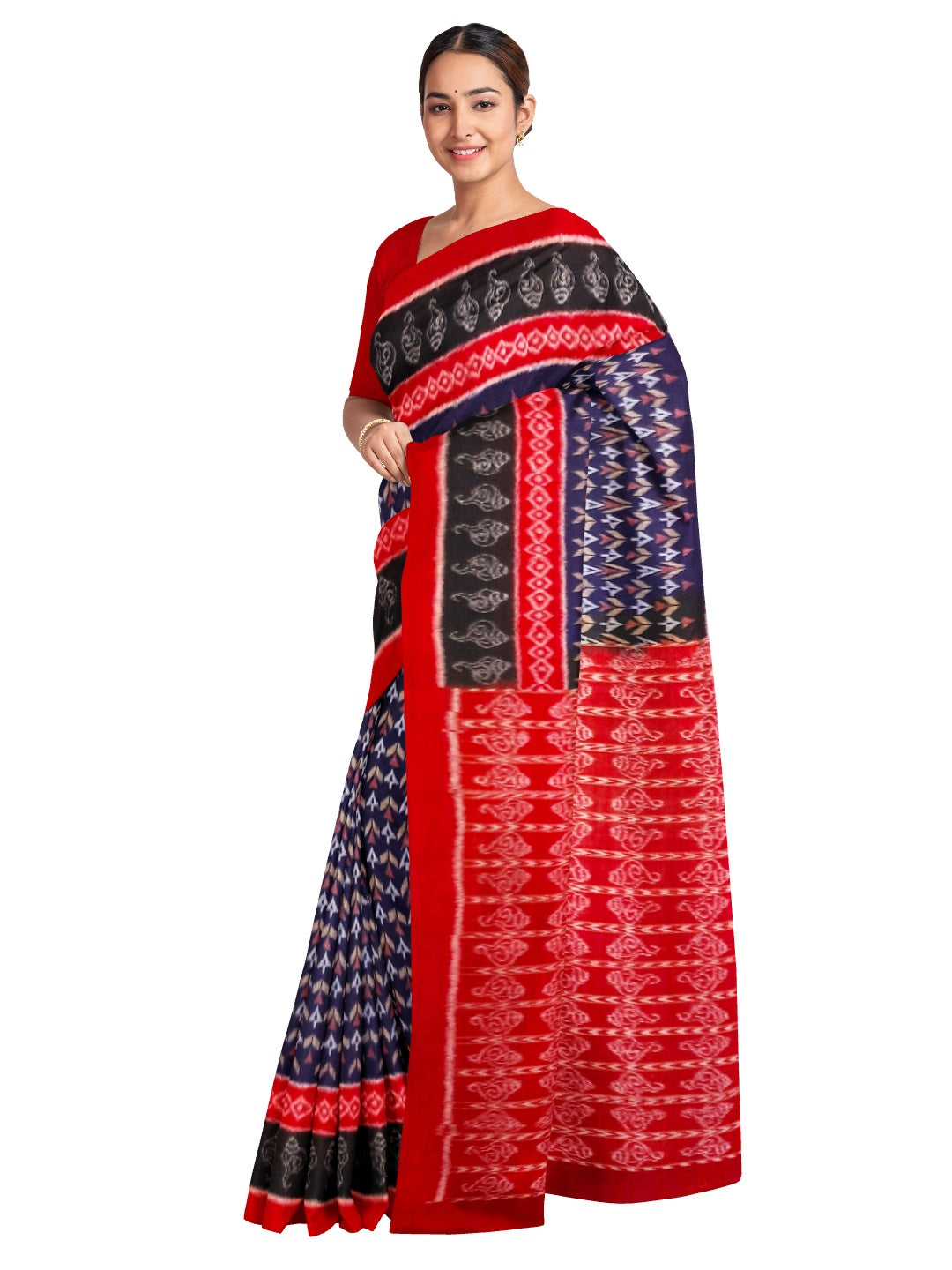 Blue Sambalpuri Saree with running blouse piece