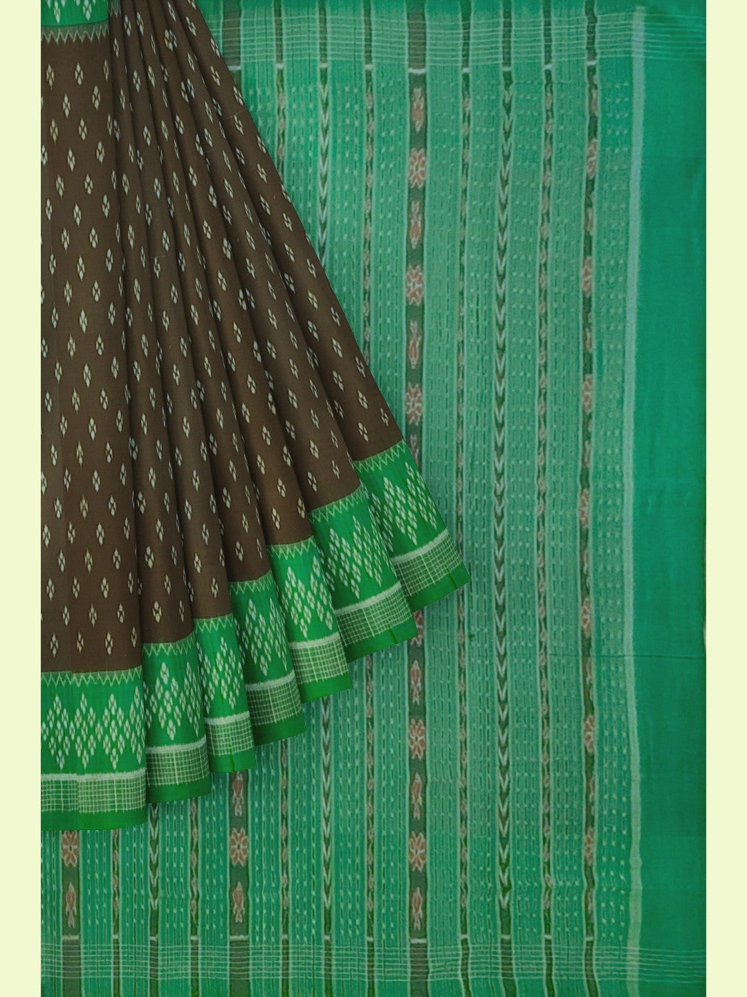 Black cotton Sambalpuri Saree with running blouse piece