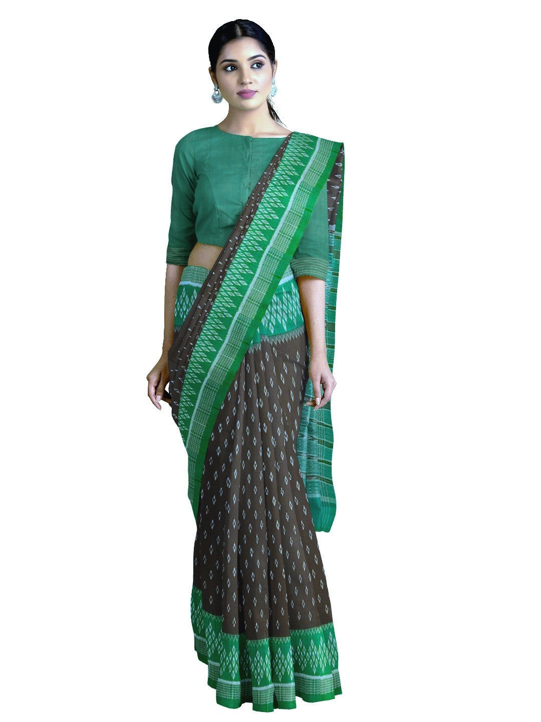 Black cotton Sambalpuri Saree with running blouse piece