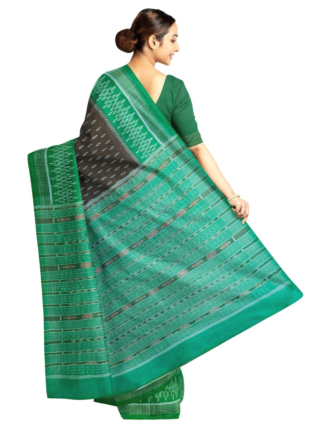 Black cotton Sambalpuri Saree with running blouse piece