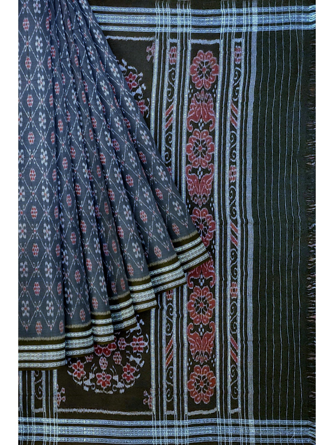 Blue cotton Sambalpuri Saree paired with cotton ikat blouse piece