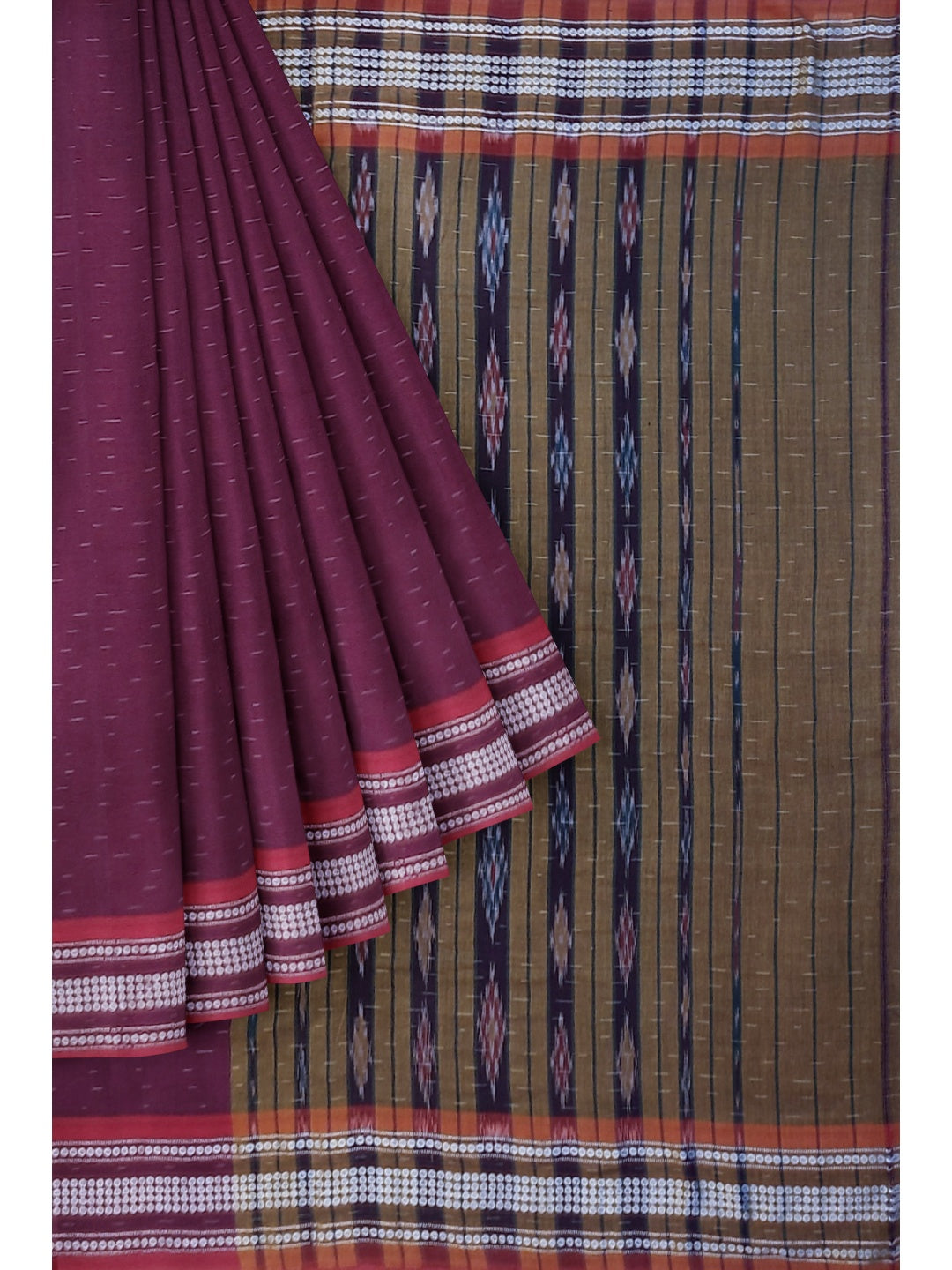 Purple Cotton Odisha Ikat saree  with mix match cotton ikat blouse