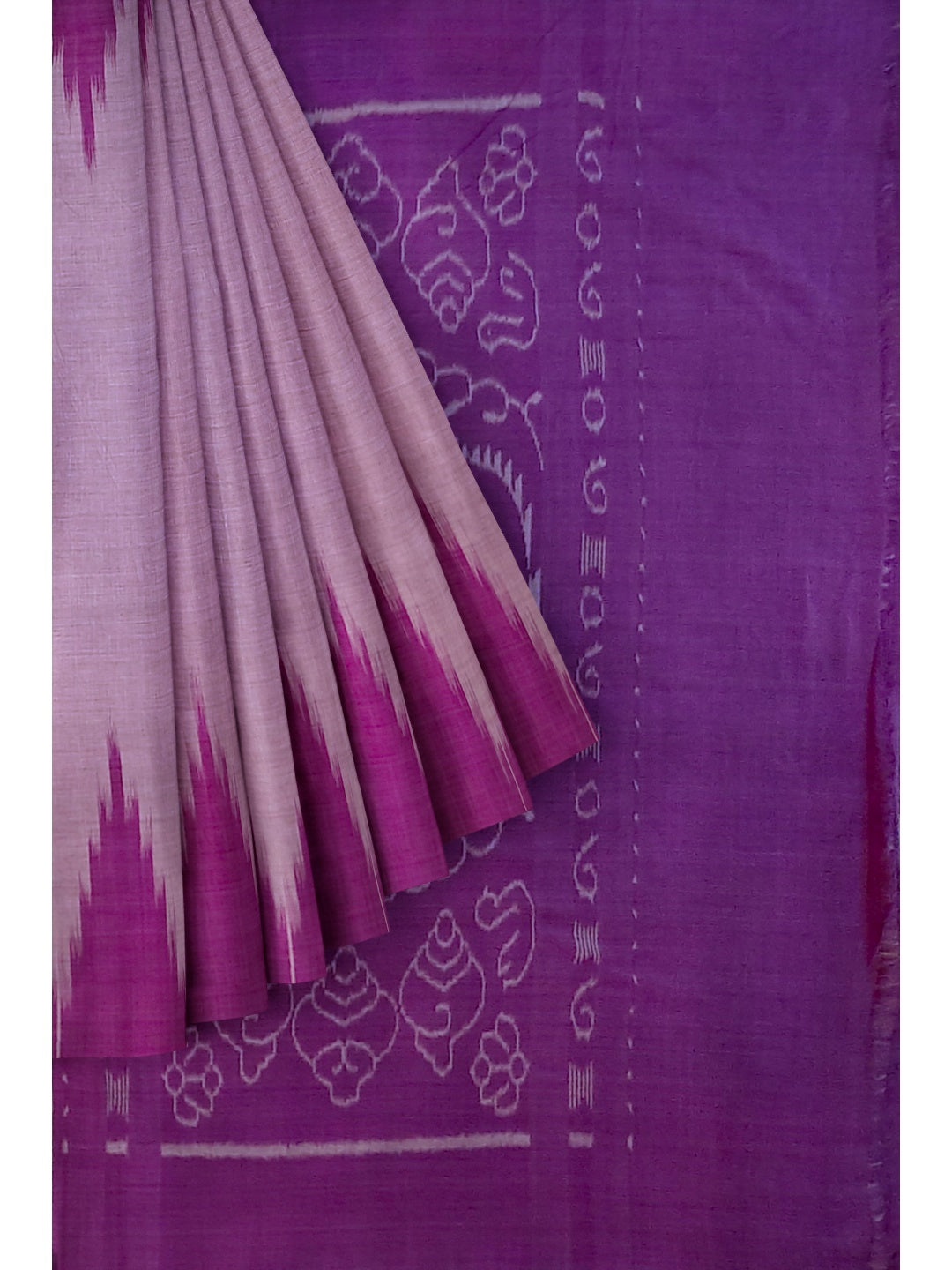 Purple Cotton Odisha Ikat saree  with mix match cotton ikat blouse