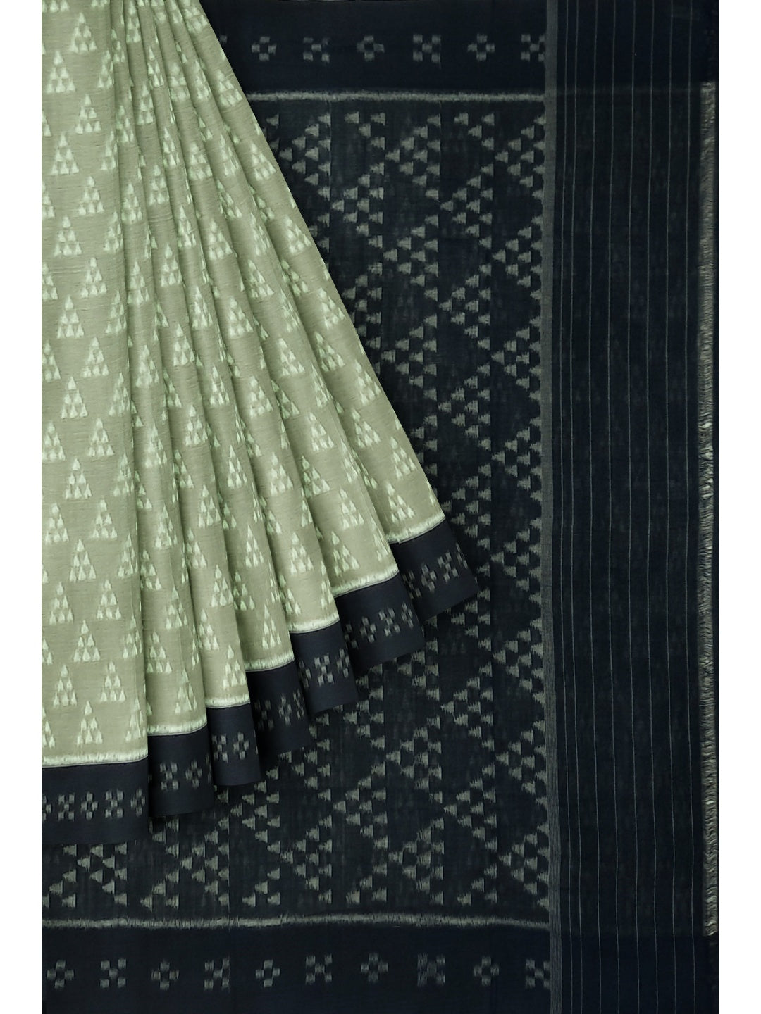 PistaGreen Odisha Ikat saree with cotton ikat blouse piece