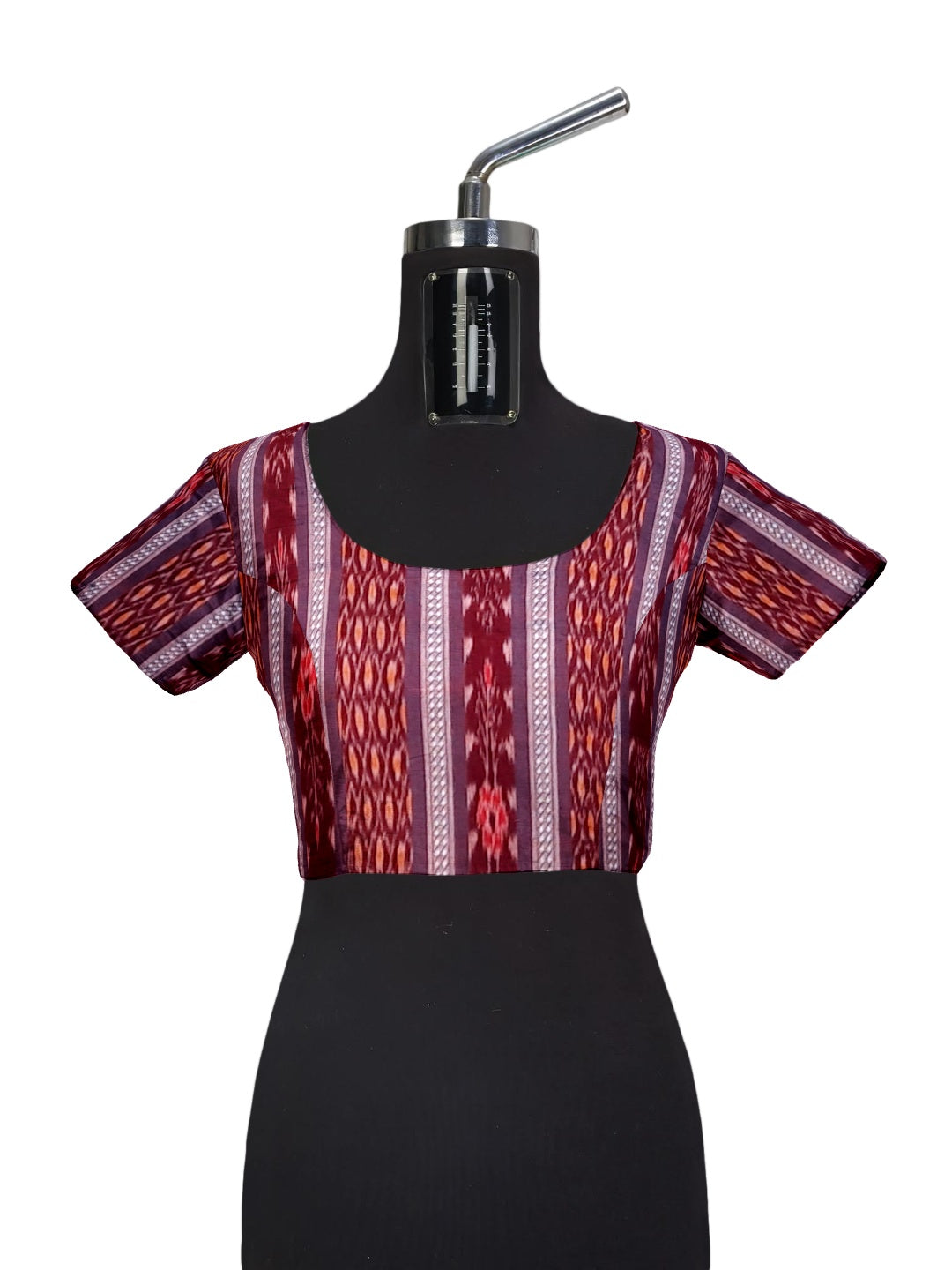 Offwhite Maroon Odisha Ikat saree with cotton ikat blouse piece