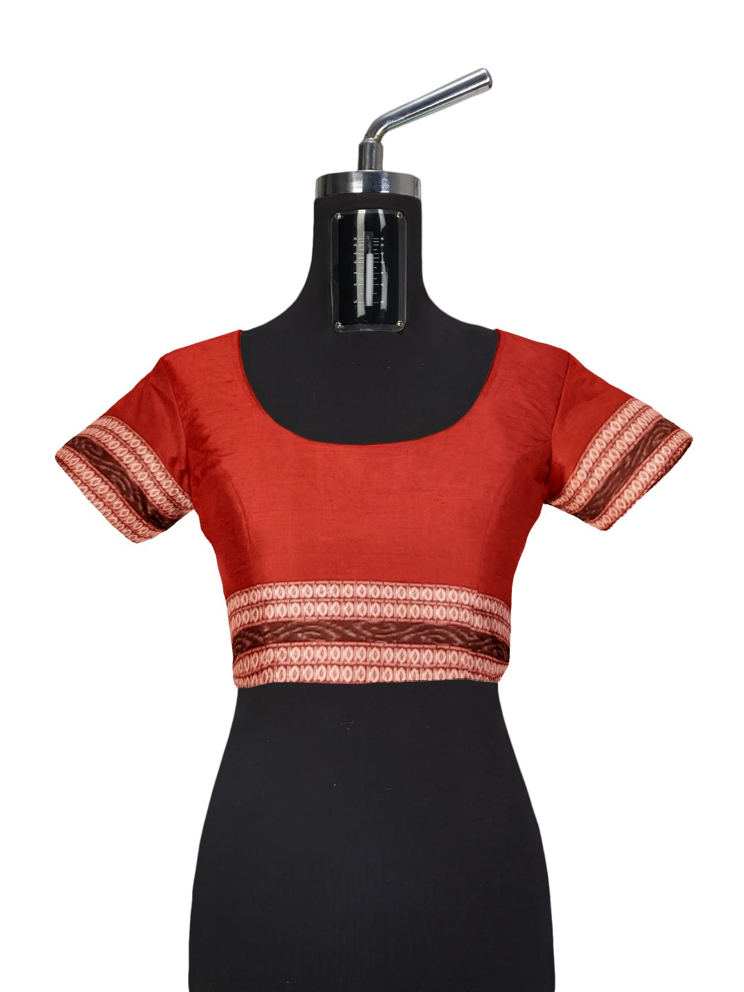 Beige double colour border Cotton Odisha Ikat saree with cotton ikat blouse piece