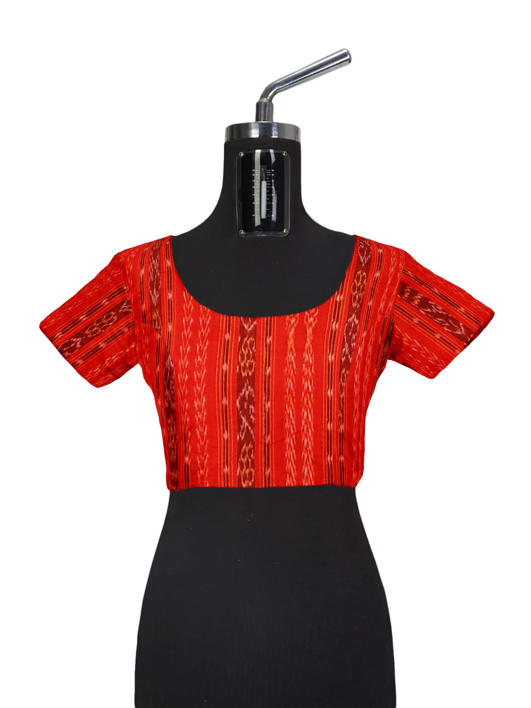 Beige and Red coloured Odisha Ikat saree  with cotton ikat blouse piece