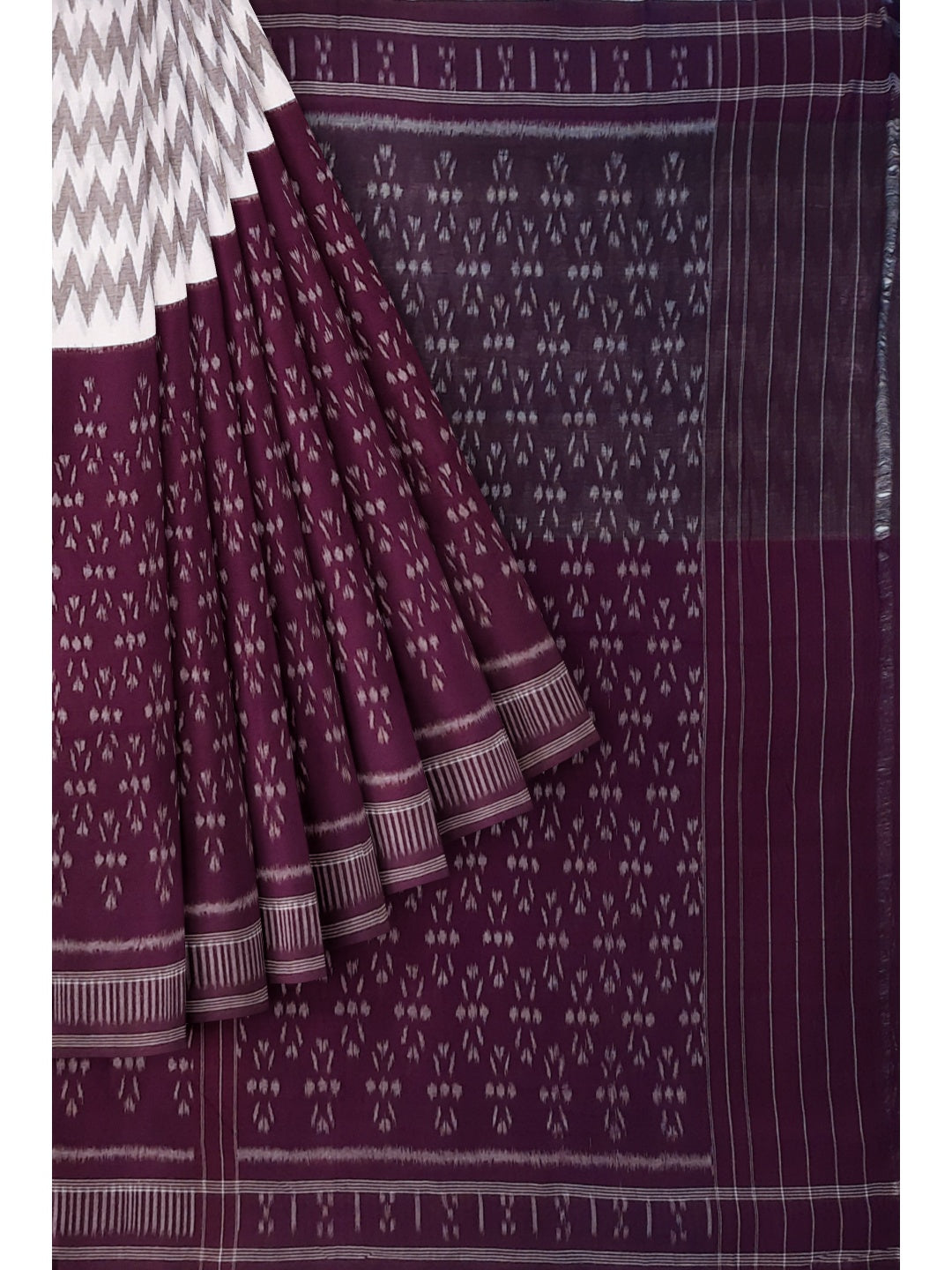 DarkPurple  Odisha Ikat saree  with cotton ikat blouse piece