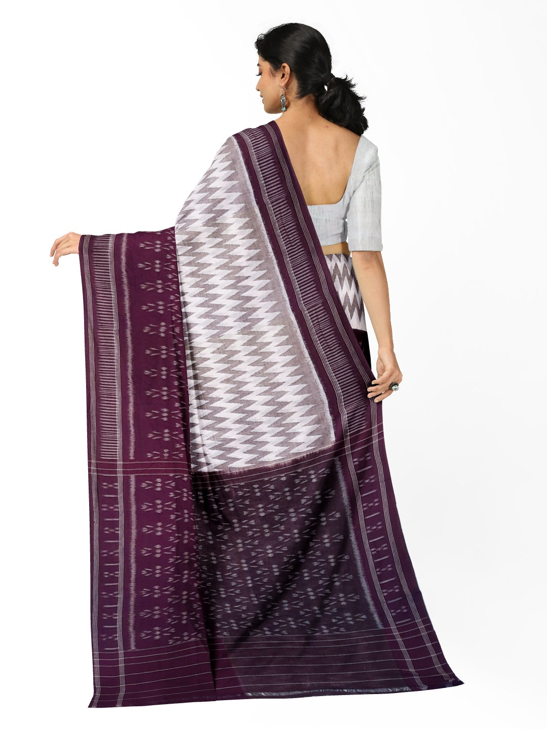 DarkPurple  Odisha Ikat saree  with cotton ikat blouse piece