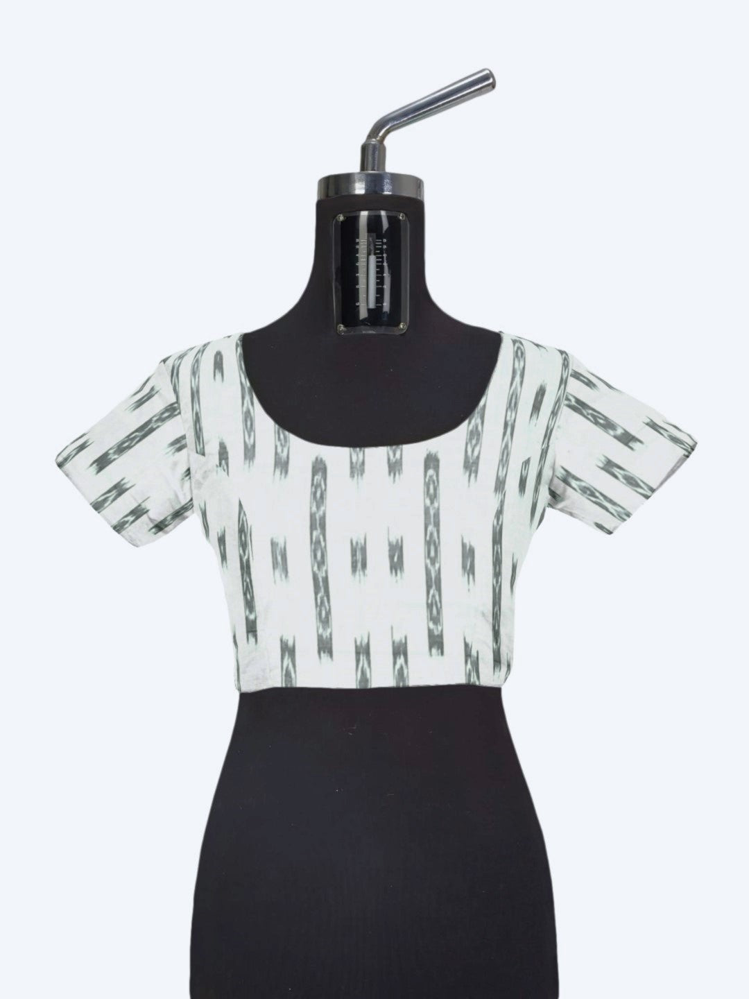 OliveGreen with White Cotton Odisha Ikat saree with cotton ikat blouse piece