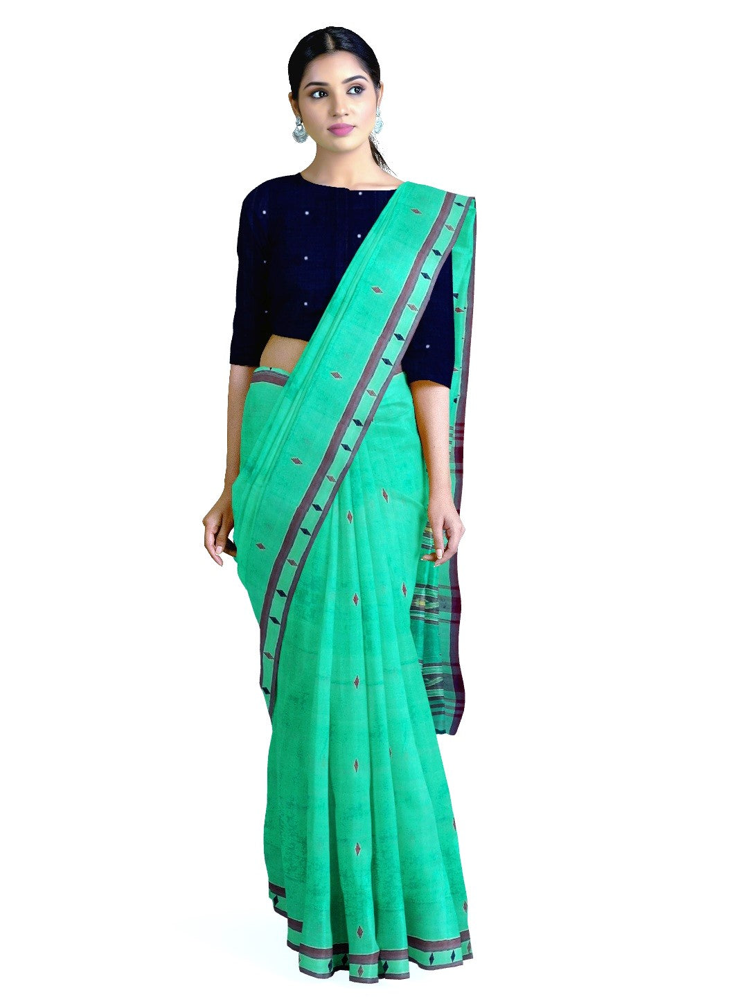 Green  Cotton Odisha Ikat saree with mix match blouse piece