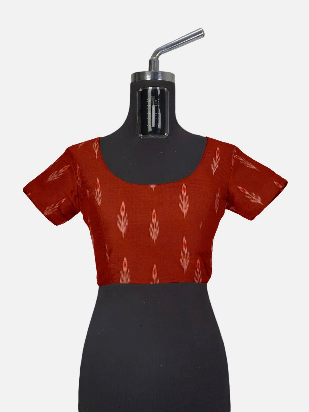 Maroon checkered body Cotton Odisha Ikat saree with mix match blouse piece