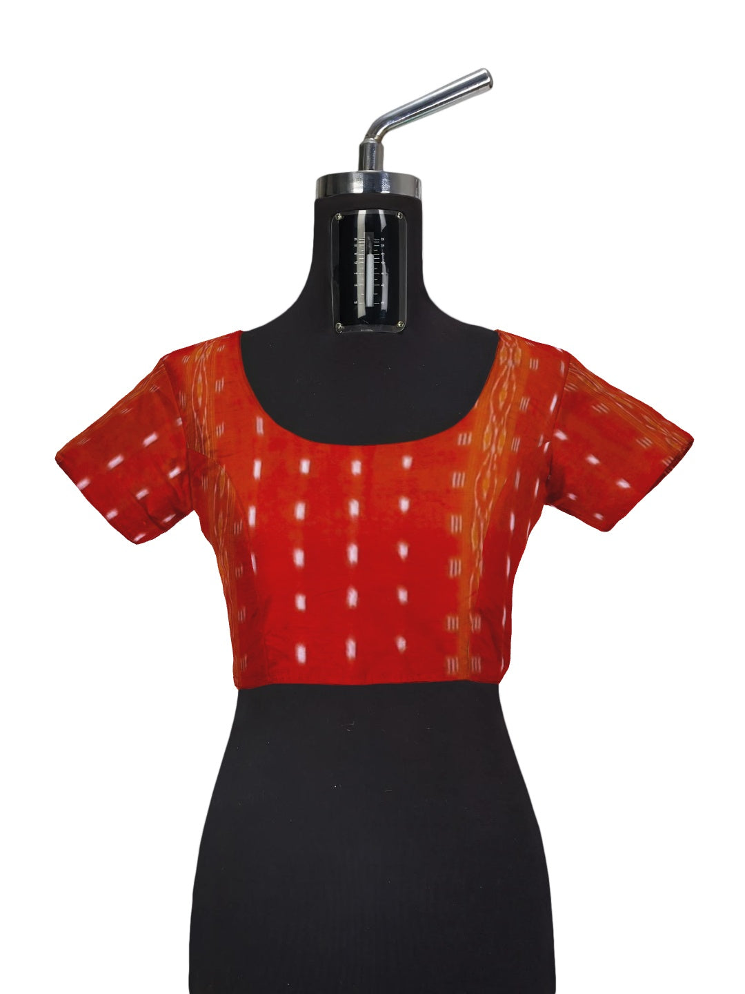 White Red Cotton Odisha Ikat saree with mix match cotton ikat blouse piece