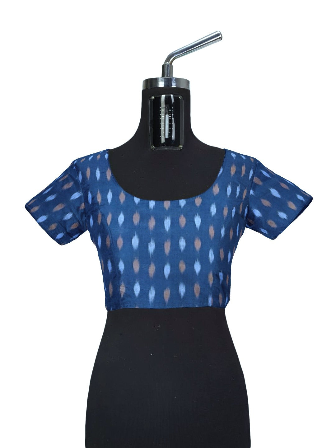 Blue Cotton Odisha Ikat saree with mix match cotton ikat blouse piece