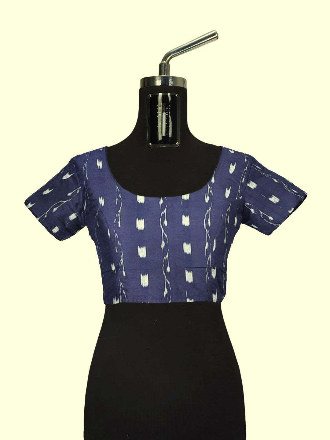 Blue Cotton Odisha Ikat saree with mix match cotton ikat blouse piece