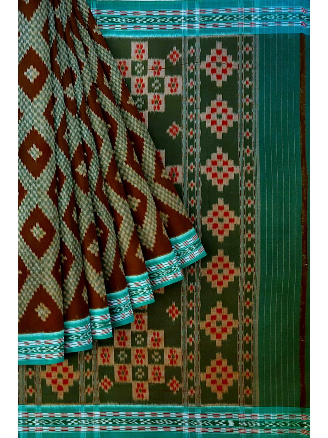 Black Cotton Tarabali Odisha Ikat saree with mix match cotton ikat blouse piece