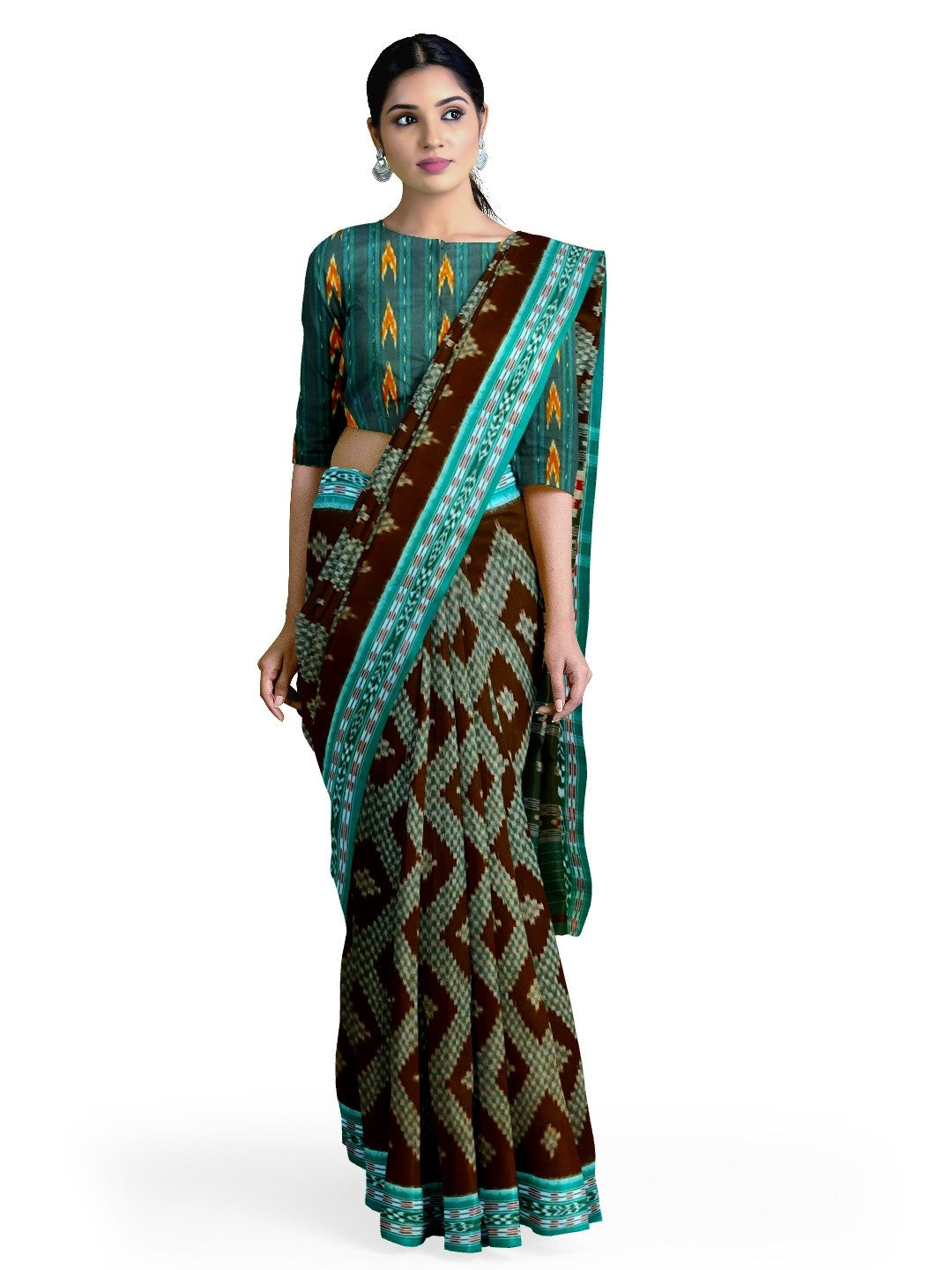 Black Cotton Tarabali Odisha Ikat saree with mix match cotton ikat blouse piece