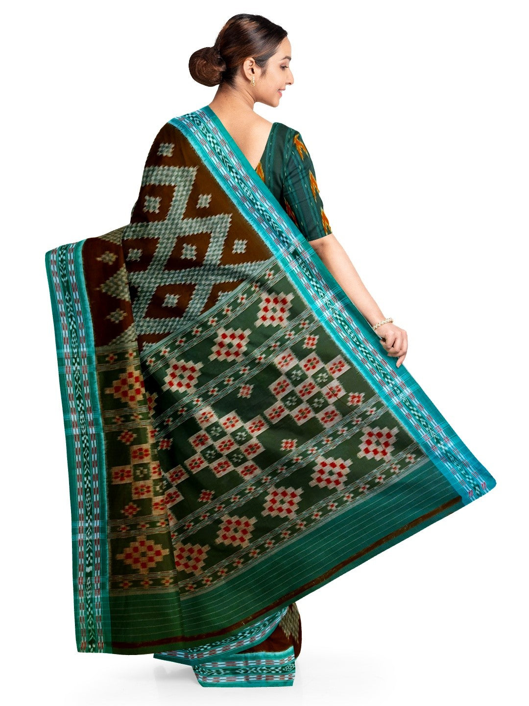 Black Cotton Tarabali Odisha Ikat saree with mix match cotton ikat blouse piece