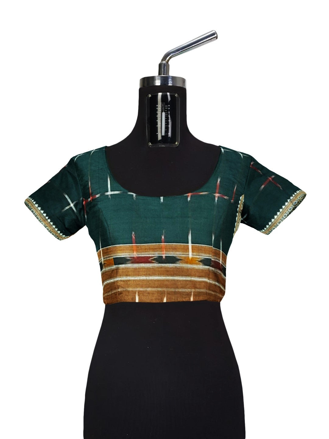 OliveGreen Cotton Odisha Ikat saree  with mix match cotton ikat blouse piece