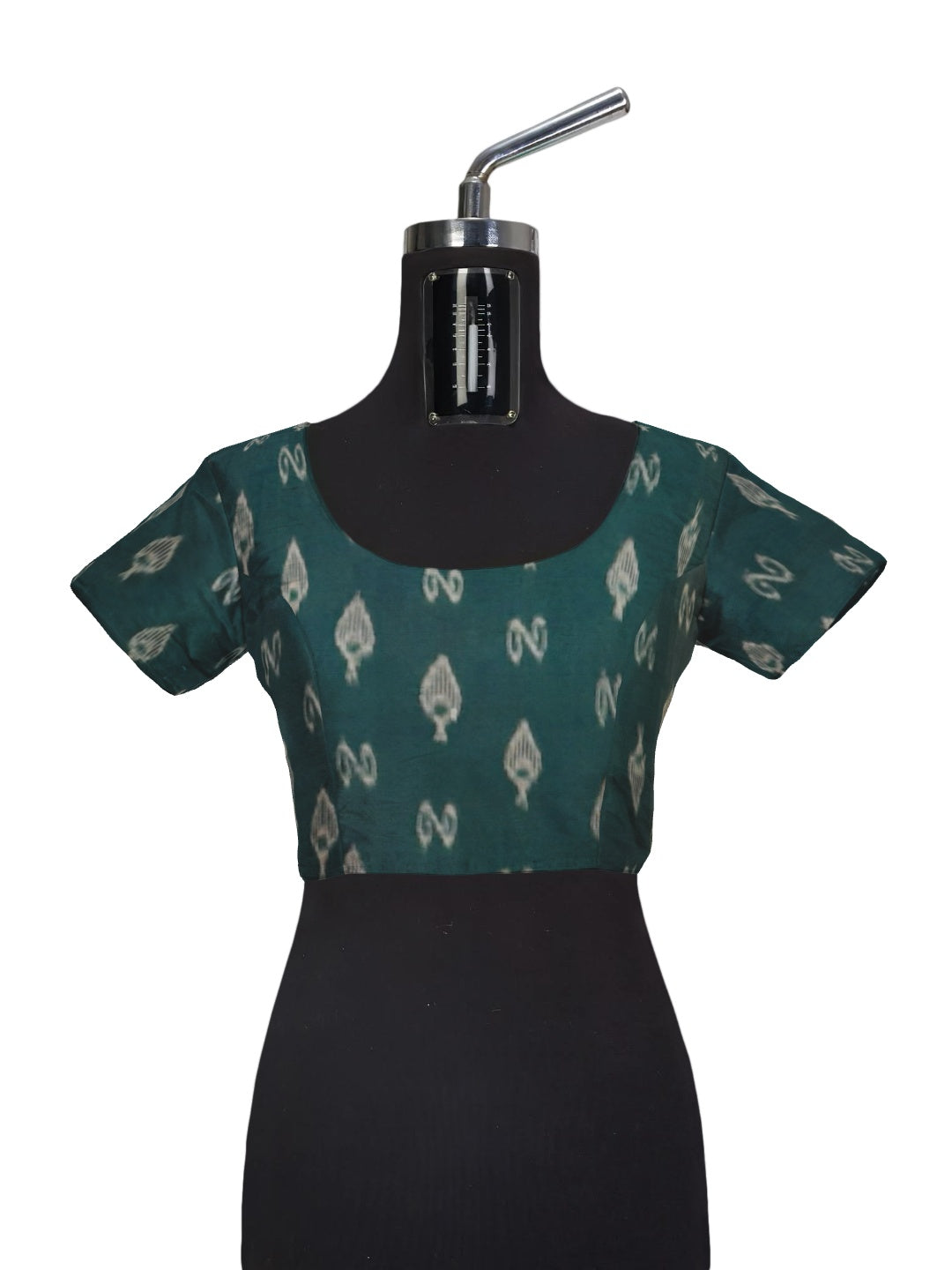 Beige with Green Cotton Odisha Ikat saree with cotton ikat blouse piece