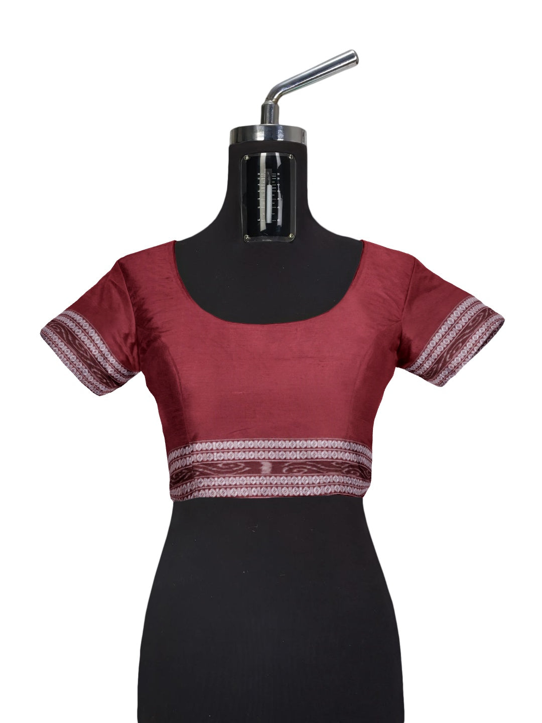 Beige with Maroon Odisha Ikat saree with cotton ikat blouse piece