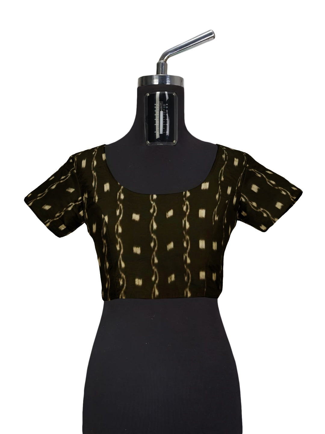 Green Black Odisha Ikat saree with cotton ikat blouse piece