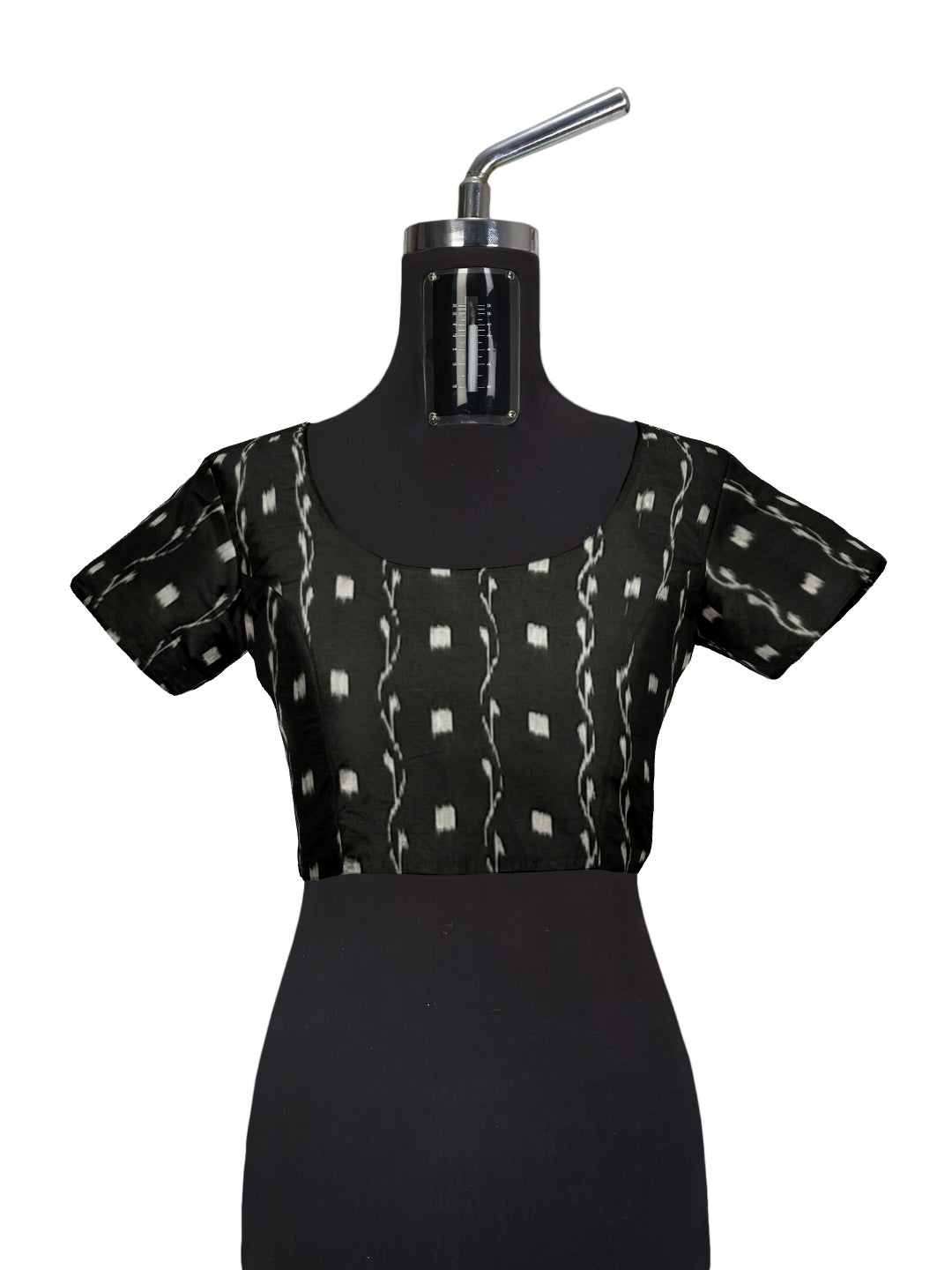 White and Black Odisha Ikat saree with cotton ikat blouse piece