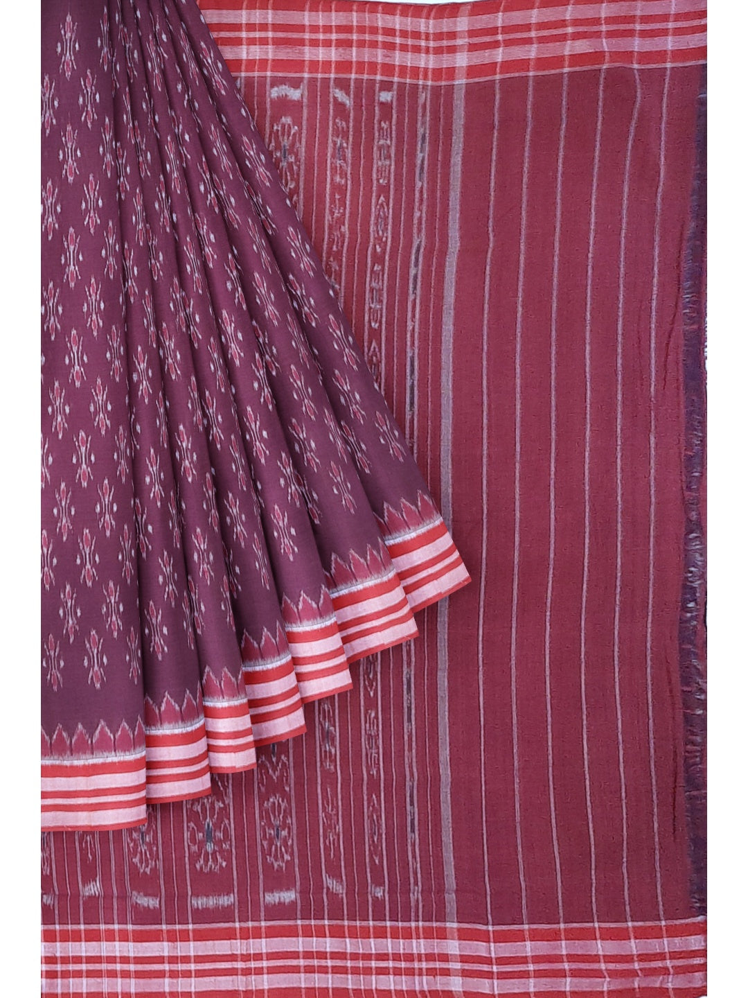 Purple with Pink Cotton Odisha Ikat saree with cotton ikat blouse piece