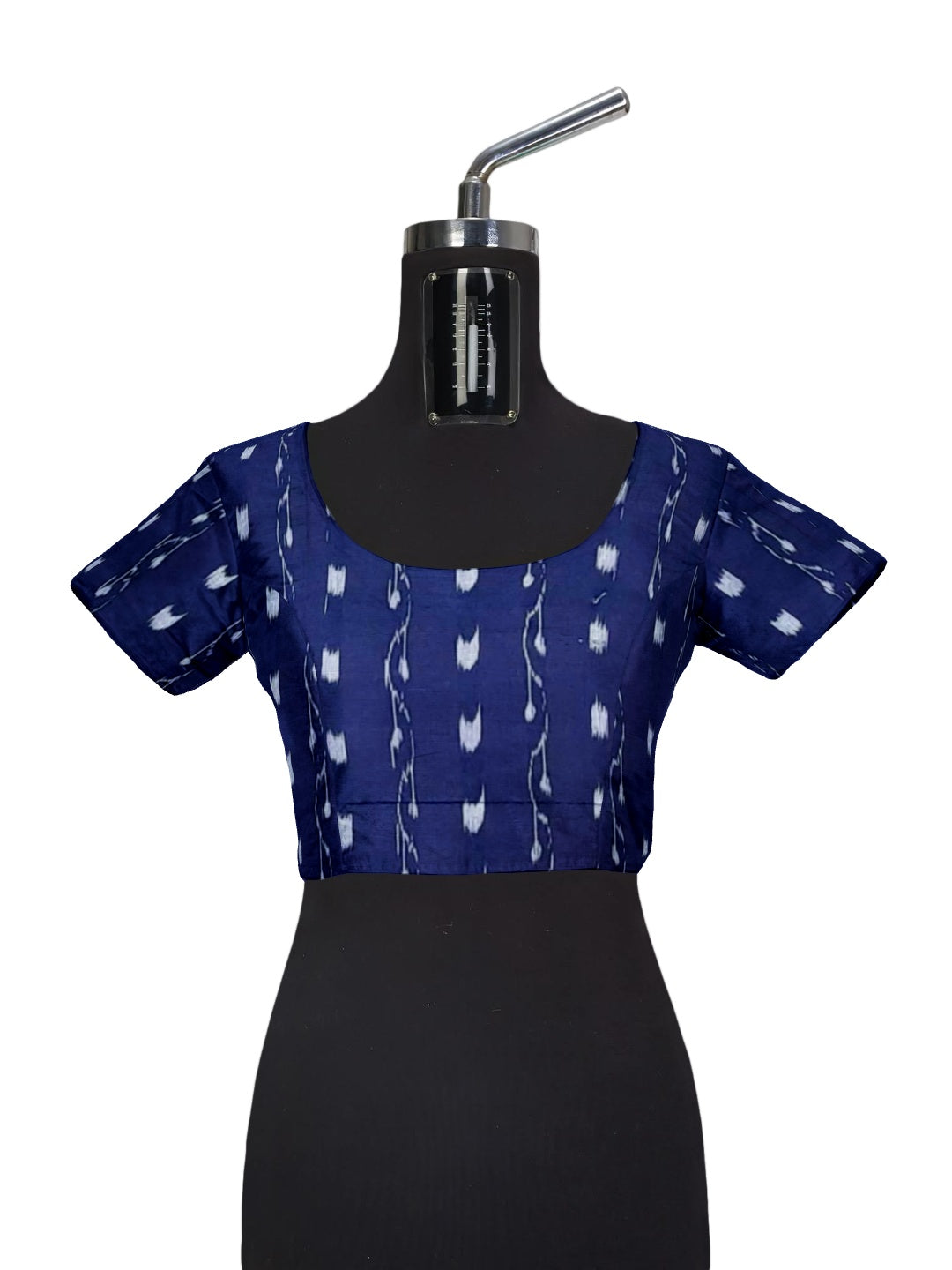 White and Blue Odisha Ikat saree with cotton ikat blouse piece