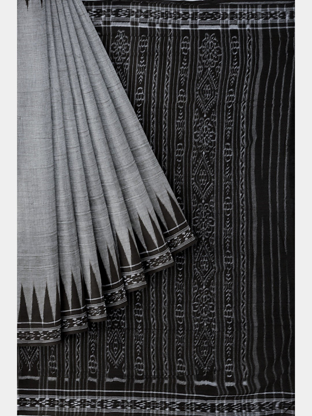 Grey Cotton Odisha Ikat saree with running blouse piece